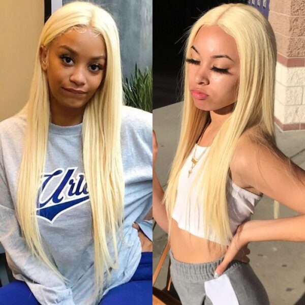 Sunber Hair 3 Bundles 613 Blonde Straight Human Hair Weaves With 4X4 Lace Closure - 12 12 12+10