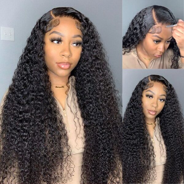 Flash Sale 0 Off Sunber Afro Kinky Curly 5x5 HD Transparent Lace Closure Wig 180% Density Glueless Human Hair Wig - 28