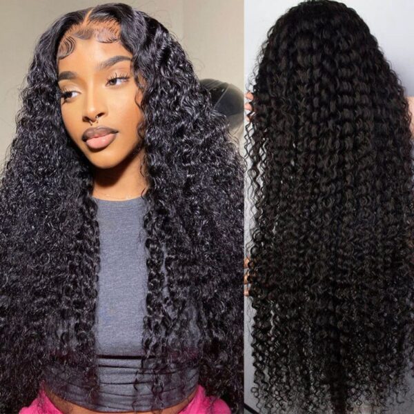 Flash Sale 0 Off Sunber Afro Kinky Curly 5x5 HD Transparent Lace Closure Wig 180% Density Glueless Human Hair Wig - 28