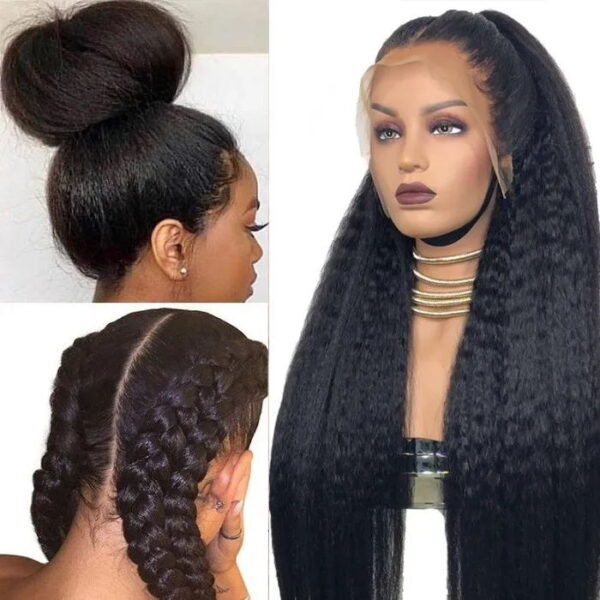 Extra 70% OFF | Sunber 4C Kinky Straight Lace Wig 13X4 Lace Front Human Hair Wigs With Baby Hair - 20 / 7*5 Bye Bye Knots