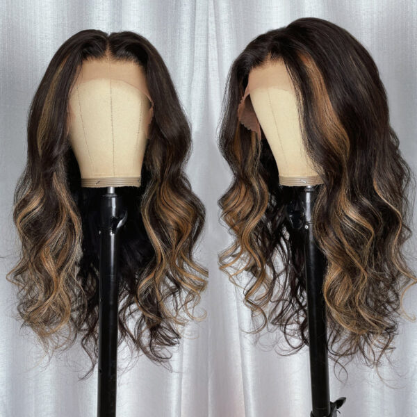 Extra 70% Off Sunber 7×5 Bye Bye Knots Chocolate Brown With Blonde Highlights Pre-Cut Lace Body Wave Wig - 14 / 13×4 Pre-Everything