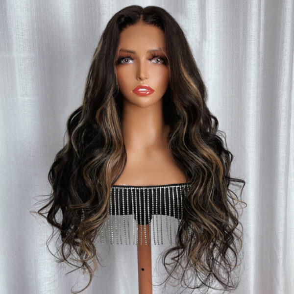 Extra 70% Off Sunber 7×5 Bye Bye Knots Chocolate Brown With Blonde Highlights Pre-Cut Lace Body Wave Wig - 14 / 13×4 Pre-Everything