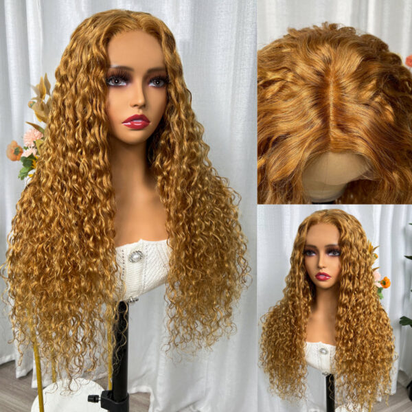 Sunber Honey Blonde Water Wave 13x4 Lace Front Wig With Baby Hair For Women - 16 / Luxury Density