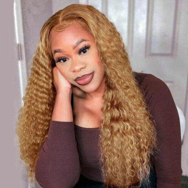 Sunber Honey Blonde Water Wave 13x4 Lace Front Wig With Baby Hair For Women - 16 / Luxury Density