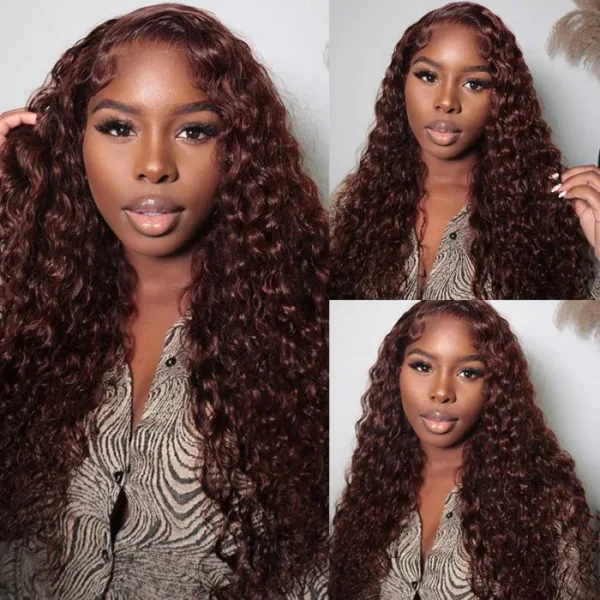 Extra 60% OFF | Sunber Reddish Brown Jerry Curly 13x4/7×5 Bye Bye Knots Lace Front Wig Real Human Hair - 20 / 7×5 Bye Bye Knots-180%