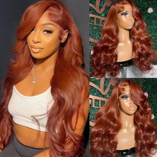 50% OFF Sunber Copper Brown Body Wave 13x4 Lace Front Wigs Pre-Plucked With Babyhair - 18 / 180%