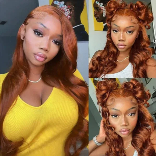 50% OFF Sunber Copper Brown Body Wave 13x4 Lace Front Wigs Pre-Plucked With Babyhair - 18 / 180%