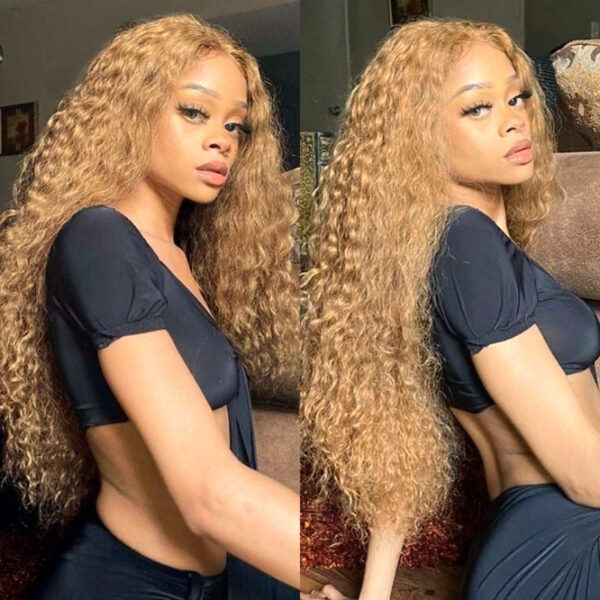 Sunber Honey Blonde Water Wave 13x4 Lace Front Wig With Baby Hair For Women - 16 / Luxury Density