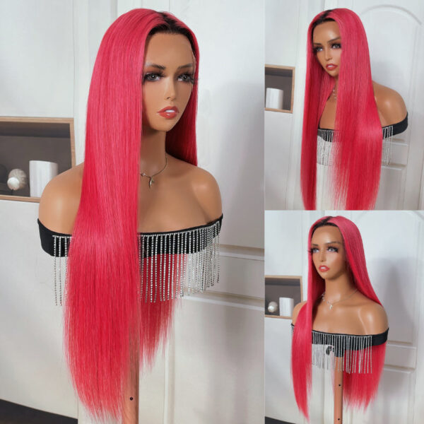 Sunber Straight Ombre Light Pink 13x4 Lace Front Wig With Baby Hair For Women - 18
