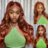 50% OFF Sunber Copper Brown Body Wave 13x4 Lace Front Wigs Pre-Plucked With Babyhair - 18 / 180%