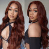 Sunber Body Wave Put on and Go Reddish Brown 7x5 Bye Bye Knots Pre-Cut Lace Human Hair Wigs With Pre-Plucked - 24 / 7*5 Bye Bye Knots / With Baby Hair