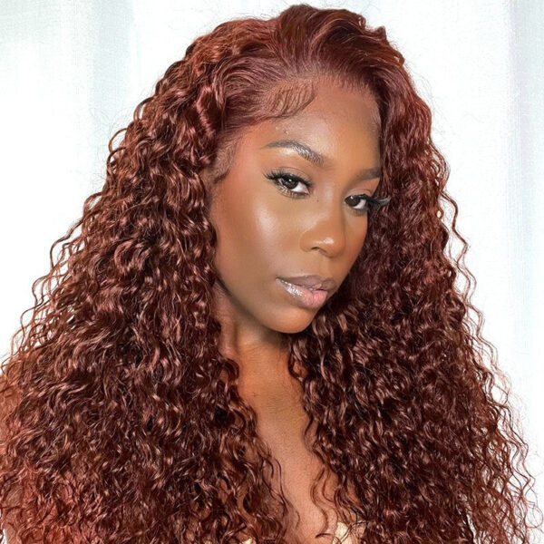 BOGO Sunber Reddish Brown Wet And Wavy 13*4 Lace Front Wigs Water Wave Pre-Plucked Human Hair Wigs - 16 / 13*4 Lace Frontal