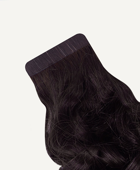 curly tape-in hair extensions #2 chocolate brown. - 14"/50g / Invisible