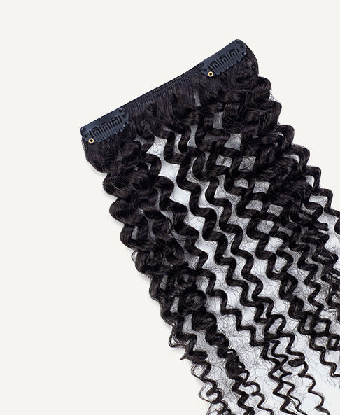 textures-kink-close-jet kinky (4A curls) clip-in extensions #1 jet black. - 24" / Regular / Classic
