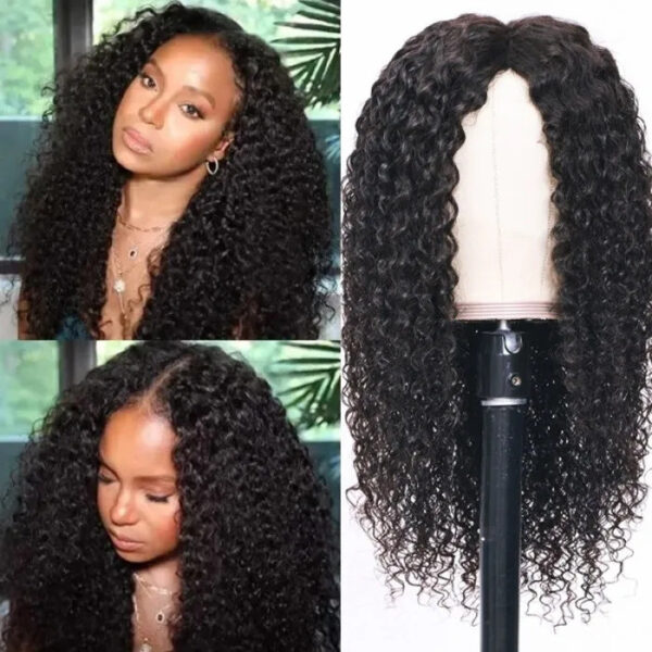 Flash Sale Sunber Effortless To Put On Curly V Part Wig Small Cap Human Hair Wig No Leave Out Glueless Upgrade U Part Wigs - 16 / M