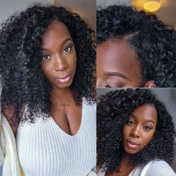 Flash Sale Sunber Effortless To Put On Curly V Part Wig Small Cap Human Hair Wig No Leave Out Glueless Upgrade U Part Wigs - 16 / M